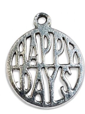 Vintage SIGGA "Happy Days" Cutout Round Charm Pendant Silver Tone